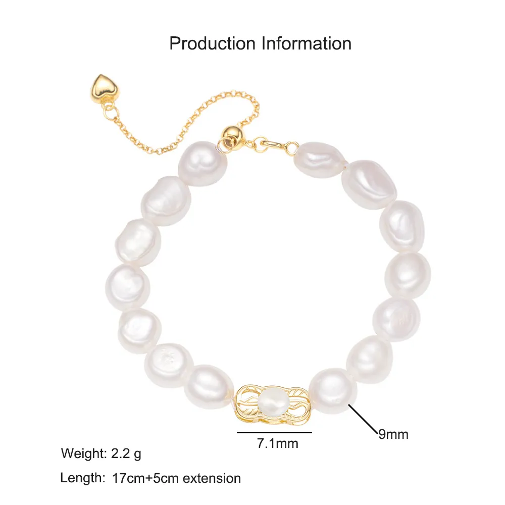 925 Sterling Silver Baroque Freshwater Pearl Bracelet 100500050 - image2