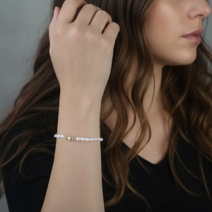 925 Sterling Silver Freshwater Pearl Heart Bracelet 100500051