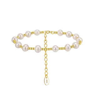 925 Sterling Silver Pearl Beaded Spacer Bracelet 100500053 925 Sterling Silver Pearl Beaded Spacer Bracelet 100500053