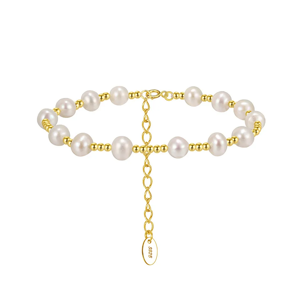925 Sterling Silver Pearl Beaded Spacer Bracelet 100500053 925 Sterling Silver Pearl Beaded Spacer Bracelet 100500053