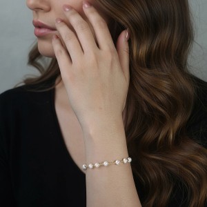 925 Sterling Silver Pearl Beaded Spacer Bracelet 100500053 925 Sterling Silver Pearl Beaded Spacer Bracelet 100500053