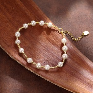 925 Sterling Silver Pearl Beaded Spacer Bracelet 100500053 925 Sterling Silver Pearl Beaded Spacer Bracelet 100500053