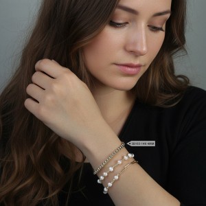 925 Sterling Silver Pearl Beaded Spacer Bracelet 100500053 925 Sterling Silver Pearl Beaded Spacer Bracelet 100500053