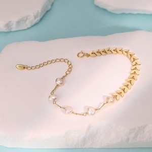 925 Sterling Silver Fresh Water Pearl Wheat Ear Bracelet 100500054