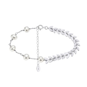 925 Sterling Silver Fresh Water Pearl Wheat Ear Bracelet 100500054