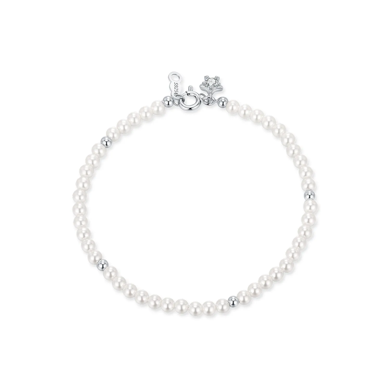 Wholesale 925 Sterling Silver Crystal Pearl Beaded Bracelet 100500055
