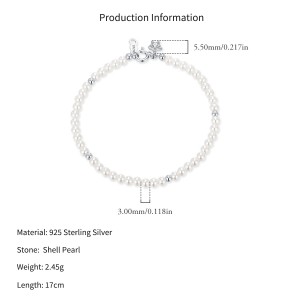 Wholesale 925 Sterling Silver Crystal Pearl Beaded Bracelet 100500055
