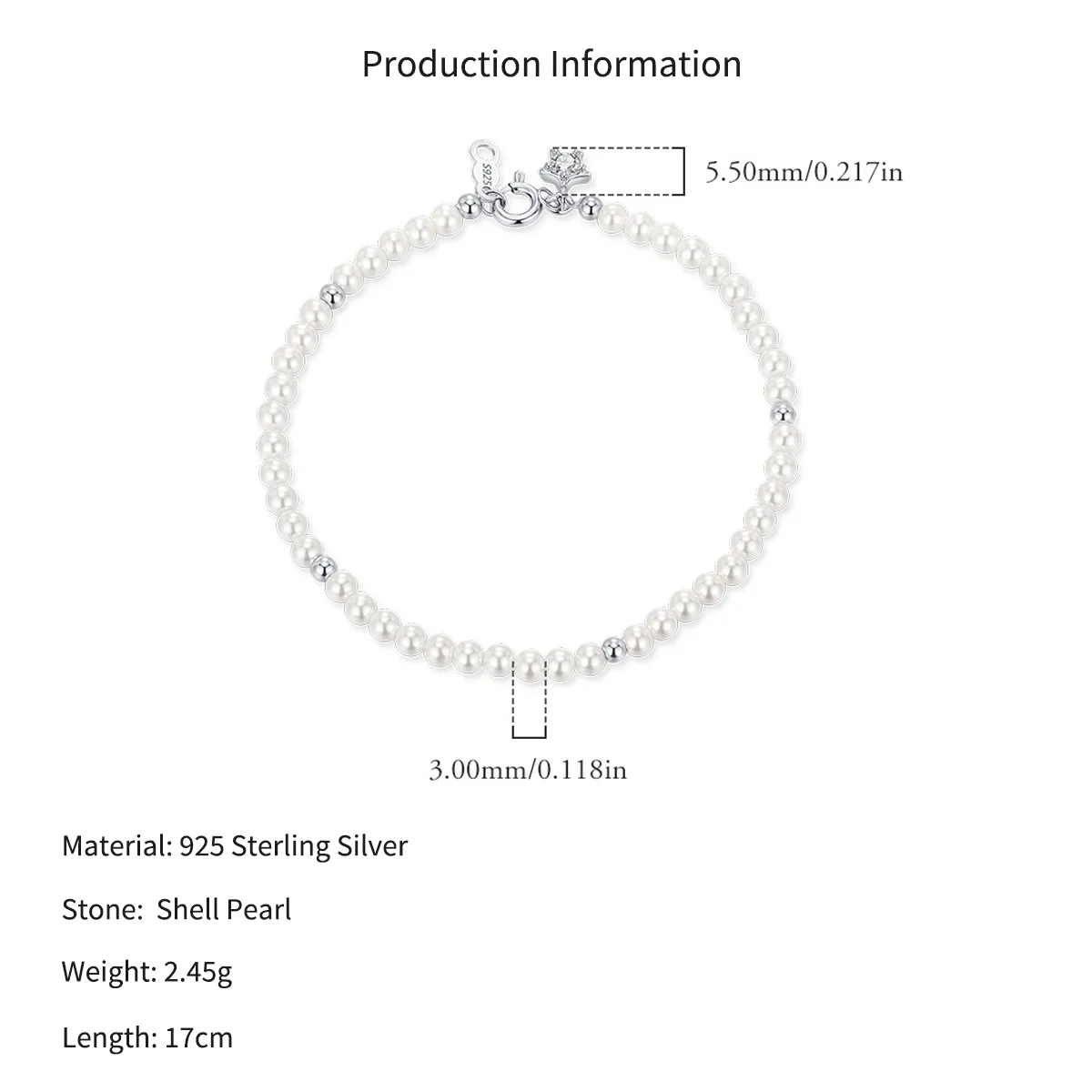 Wholesale 925 Sterling Silver Crystal Pearl Beaded Bracelet 100500055 - image2