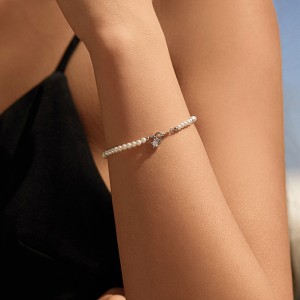 Wholesale 925 Sterling Silver Crystal Pearl Beaded Bracelet 100500055