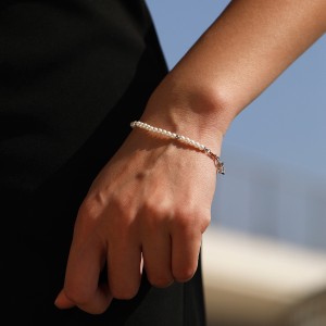 Wholesale 925 Sterling Silver Crystal Pearl Beaded Bracelet 100500055