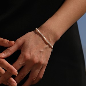 Wholesale 925 Sterling Silver Crystal Pearl Beaded Bracelet 100500055