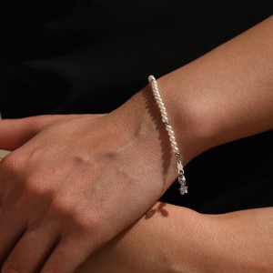 Wholesale 925 Sterling Silver Crystal Pearl Beaded Bracelet 100500055