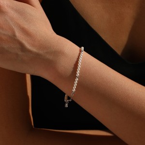 Wholesale 925 Sterling Silver Crystal Pearl Beaded Bracelet 100500055