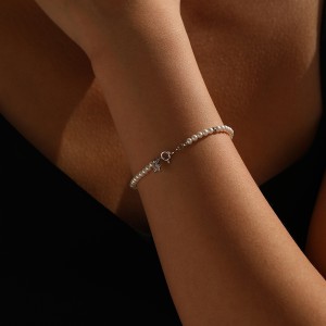 Wholesale 925 Sterling Silver Crystal Pearl Beaded Bracelet 100500055