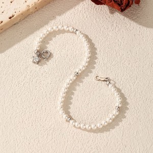 Wholesale 925 Sterling Silver Crystal Pearl Beaded Bracelet 100500055