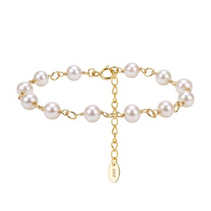 Wholesale 925 Sterling Silver Baroque Freshwater Pearl Link Bracelet 100500057 Wholesale 925 Sterling Silver Baroque Freshwater Pearl Link Bracelet 100500057