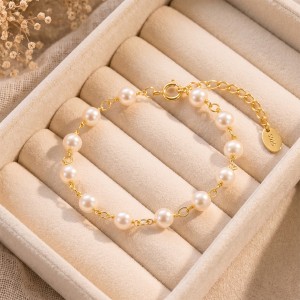 Wholesale 925 Sterling Silver Baroque Freshwater Pearl Link Bracelet 100500057 Wholesale 925 Sterling Silver Baroque Freshwater Pearl Link Bracelet 100500057