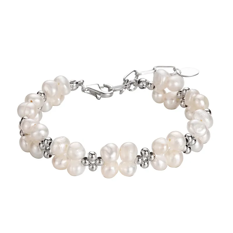 Wholesale 925 Sterling Silver Baroque Freshwater Pearl Cluster Bracelet 100500058 Wholesale 925 Sterling Silver Baroque Freshwater Pearl Cluster Bracelet 100500058