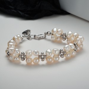 Wholesale 925 Sterling Silver Baroque Freshwater Pearl Cluster Bracelet 100500058 Wholesale 925 Sterling Silver Baroque Freshwater Pearl Cluster Bracelet 100500058
