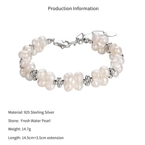 Wholesale 925 Sterling Silver Baroque Freshwater Pearl Cluster Bracelet 100500058 Wholesale 925 Sterling Silver Baroque Freshwater Pearl Cluster Bracelet 100500058