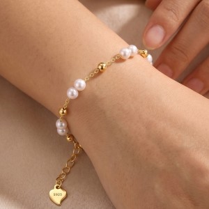 Wholesale 925 Sterling Silver Freshwater Pearl Beaded Chain Bracelet 100500059 Wholesale 925 Sterling Silver Freshwater Pearl Beaded Chain Bracelet 100500059