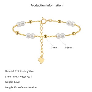 Wholesale 925 Sterling Silver Freshwater Pearl Beaded Chain Bracelet 100500059 Wholesale 925 Sterling Silver Freshwater Pearl Beaded Chain Bracelet 100500059