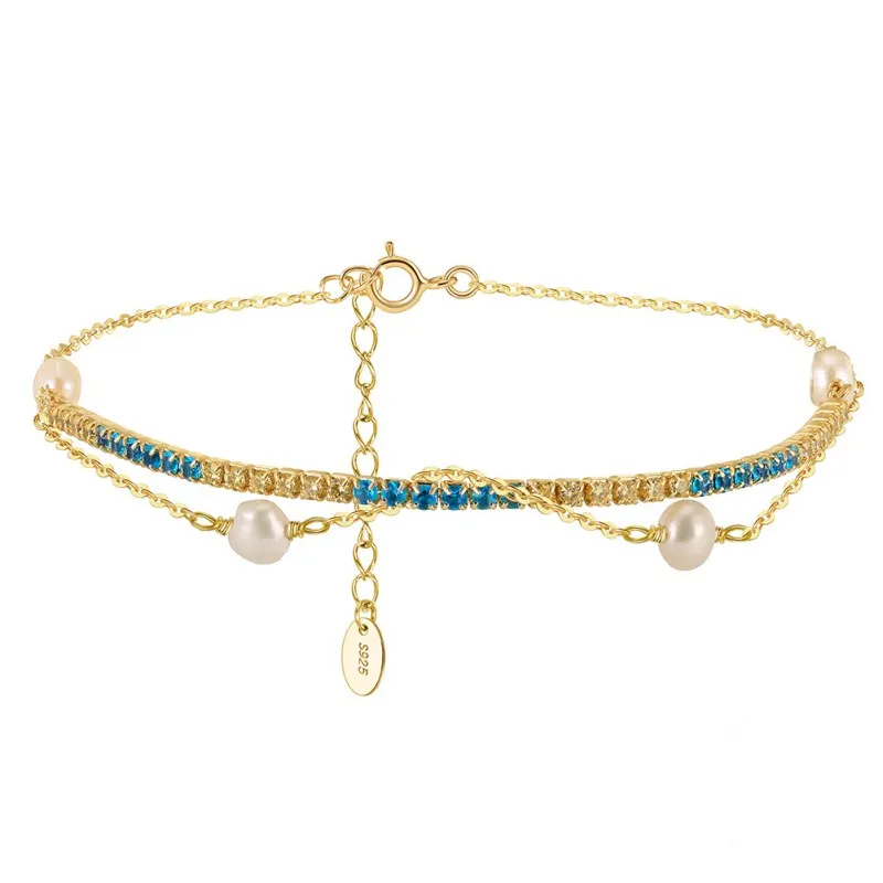 Wholesale 925 Sterling Silver Freshwater Pearl CZ Layered Tennis Bracelet 100500061 Wholesale 925 Sterling Silver Freshwater Pearl CZ Layered Tennis Bracelet 100500061
