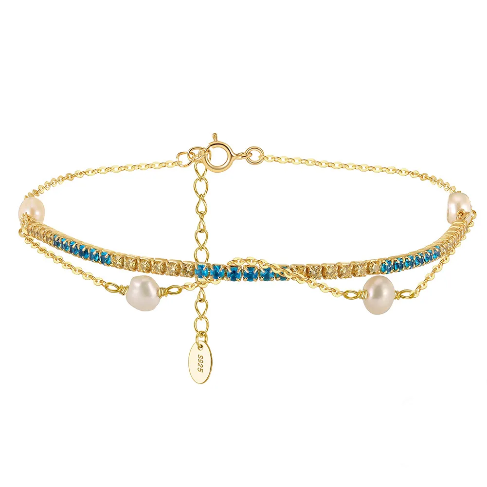 Wholesale 925 Sterling Silver Freshwater Pearl CZ Layered Tennis Bracelet 100500061 Wholesale 925 Sterling Silver Freshwater Pearl CZ Layered Tennis Bracelet 100500061