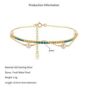 Wholesale 925 Sterling Silver Freshwater Pearl CZ Layered Tennis Bracelet 100500061 Wholesale 925 Sterling Silver Freshwater Pearl CZ Layered Tennis Bracelet 100500061