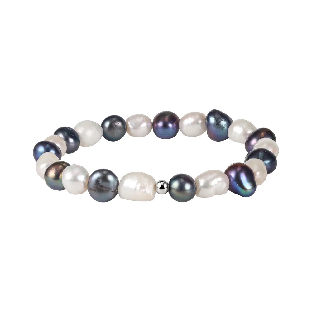 Wholesale 925 Sterling Silver Mixed Color Freshwater Pearl Stretch Bracelet 100500064 Wholesale 925 Sterling Silver Mixed Color Freshwater Pearl Stretch Bracelet 100500064