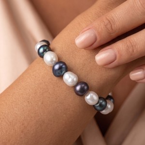 Wholesale 925 Sterling Silver Mixed Color Freshwater Pearl Stretch Bracelet 100500064 Wholesale 925 Sterling Silver Mixed Color Freshwater Pearl Stretch Bracelet 100500064