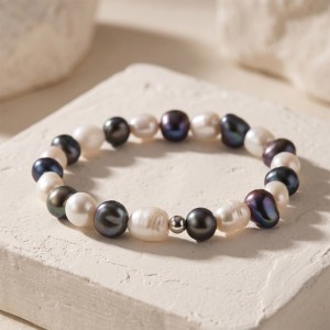 Wholesale 925 Sterling Silver Mixed Color Freshwater Pearl Stretch Bracelet 100500064 Wholesale 925 Sterling Silver Mixed Color Freshwater Pearl Stretch Bracelet 100500064