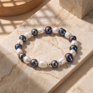 Wholesale 925 Sterling Silver Mixed Color Freshwater Pearl Stretch Bracelet 100500064 Wholesale 925 Sterling Silver Mixed Color Freshwater Pearl Stretch Bracelet 100500064