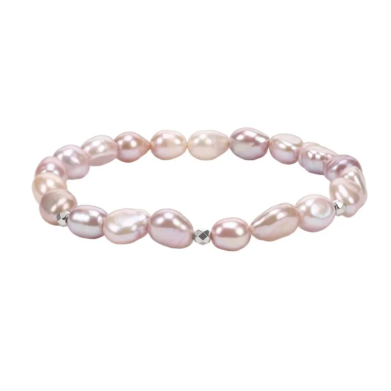 Wholesale 925 Sterling Silver Pink Freshwater Pearl Stretch Bracelet 100500065 Wholesale 925 Sterling Silver Pink Freshwater Pearl Stretch Bracelet 100500065