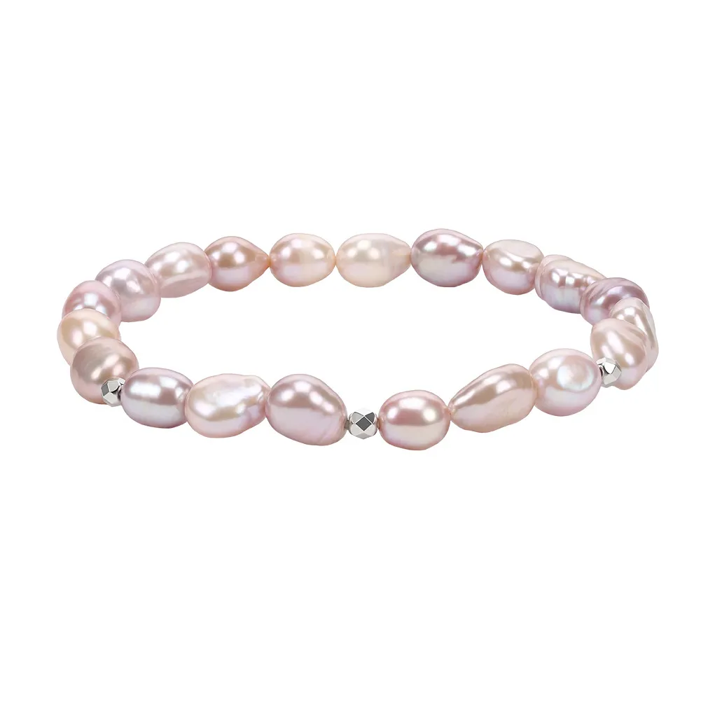 Wholesale 925 Sterling Silver Pink Freshwater Pearl Stretch Bracelet 100500065 Wholesale 925 Sterling Silver Pink Freshwater Pearl Stretch Bracelet 100500065