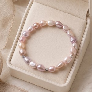 Wholesale 925 Sterling Silver Pink Freshwater Pearl Stretch Bracelet 100500065 Wholesale 925 Sterling Silver Pink Freshwater Pearl Stretch Bracelet 100500065