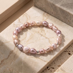 Wholesale 925 Sterling Silver Pink Freshwater Pearl Stretch Bracelet 100500065 Wholesale 925 Sterling Silver Pink Freshwater Pearl Stretch Bracelet 100500065