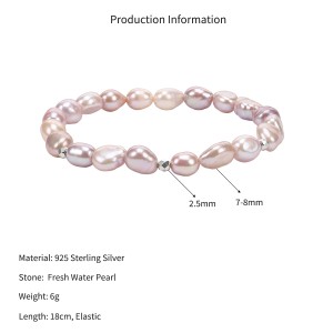 Wholesale 925 Sterling Silver Pink Freshwater Pearl Stretch Bracelet 100500065 Wholesale 925 Sterling Silver Pink Freshwater Pearl Stretch Bracelet 100500065