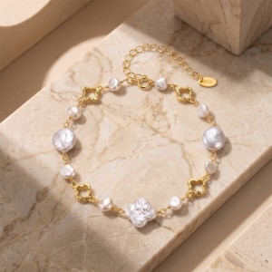 Wholesale 925 Sterling Silver Baroque Freshwater Pearl Bracelet 100500066 Wholesale 925 Sterling Silver Baroque Freshwater Pearl Bracelet 100500066