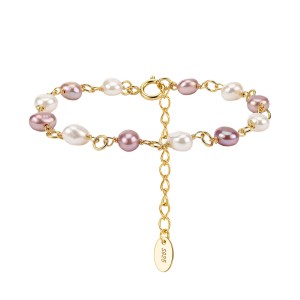 Wholesale 925 Sterling Silver Multicolor Freshwater Pearl Link Bracelet 100500067 Wholesale 925 Sterling Silver Multicolor Freshwater Pearl Link Bracelet 100500067