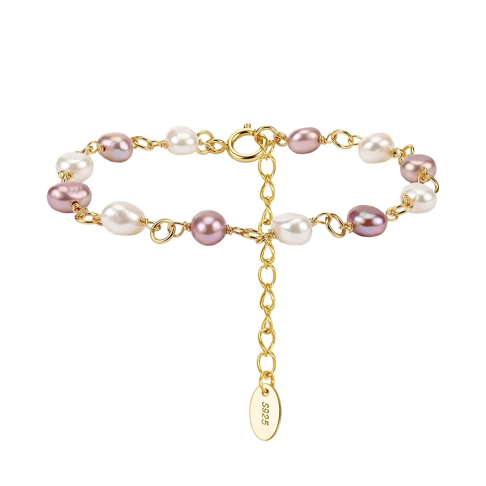 Wholesale 925 Sterling Silver Multicolor Freshwater Pearl Link Bracelet 100500067 Wholesale 925 Sterling Silver Multicolor Freshwater Pearl Link Bracelet 100500067