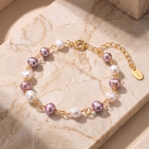 Wholesale 925 Sterling Silver Multicolor Freshwater Pearl Link Bracelet 100500067 Wholesale 925 Sterling Silver Multicolor Freshwater Pearl Link Bracelet 100500067