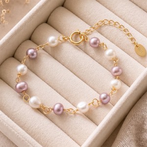 Wholesale 925 Sterling Silver Multicolor Freshwater Pearl Link Bracelet 100500067 Wholesale 925 Sterling Silver Multicolor Freshwater Pearl Link Bracelet 100500067