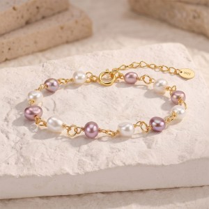 Wholesale 925 Sterling Silver Multicolor Freshwater Pearl Link Bracelet 100500067 Wholesale 925 Sterling Silver Multicolor Freshwater Pearl Link Bracelet 100500067