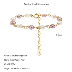 Wholesale 925 Sterling Silver Multicolor Freshwater Pearl Link Bracelet 100500067 Wholesale 925 Sterling Silver Multicolor Freshwater Pearl Link Bracelet 100500067