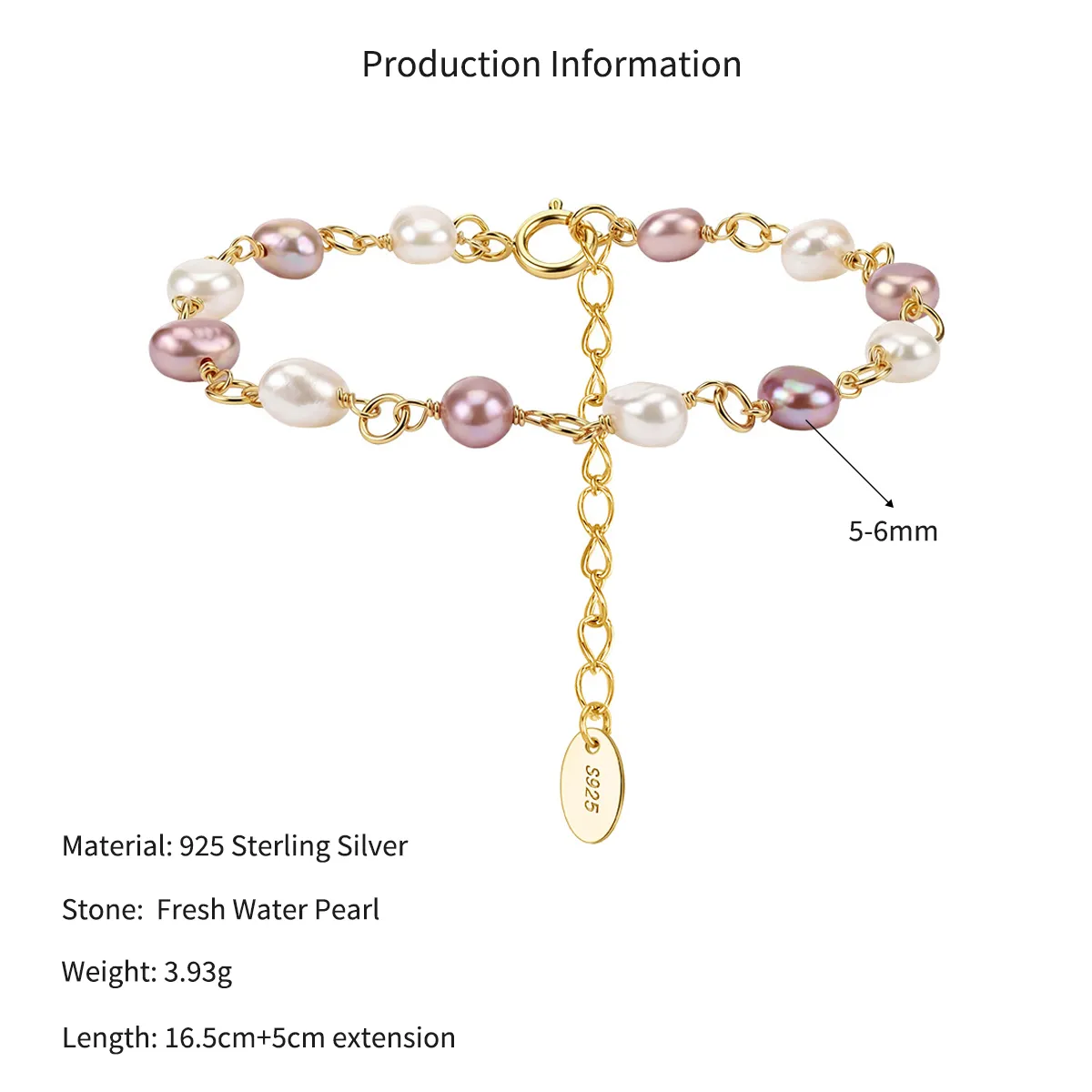Wholesale 925 Sterling Silver Multicolor Freshwater Pearl Link Bracelet 100500067 - image2