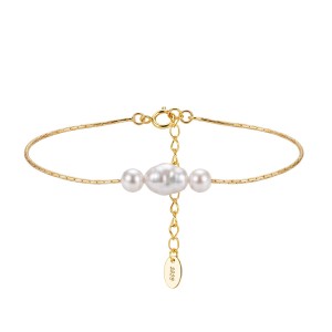 Wholesale 925 Sterling Silver Three-Pearl Freshwater Pearl Chain Bracelet 100500068 Wholesale 925 Sterling Silver Three-Pearl Freshwater Pearl Chain Bracelet 100500068