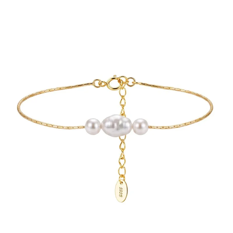 Wholesale 925 Sterling Silver Three-Pearl Freshwater Pearl Chain Bracelet 100500068 Wholesale 925 Sterling Silver Three-Pearl Freshwater Pearl Chain Bracelet 100500068