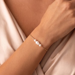 Wholesale 925 Sterling Silver Three-Pearl Freshwater Pearl Chain Bracelet 100500068 Wholesale 925 Sterling Silver Three-Pearl Freshwater Pearl Chain Bracelet 100500068