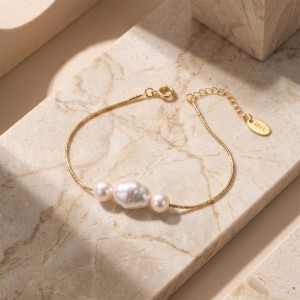Wholesale 925 Sterling Silver Three-Pearl Freshwater Pearl Chain Bracelet 100500068 Wholesale 925 Sterling Silver Three-Pearl Freshwater Pearl Chain Bracelet 100500068